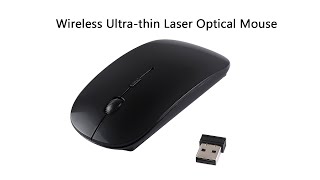 24GHz Wireless Ultrathin Laser Optical Mouse with USB Mini Receiver Plug and Play [upl. by Nolyat]