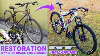 BIKE RESTORATION  Rusty GT Avalanche MONSTER GRAVEL with Disc Brake Conversion and 1x Setup [upl. by Nuy]