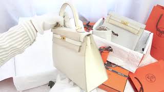 Hermès Kelly 25cm ​10 Craie Veau Epsom D刻奶昔白金釦凱莉包Charline Boutique歐洲名牌精品代購 [upl. by Chick]