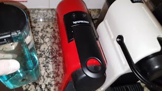 Descaling How to descale a Nespresso Delonghi amp Krups Essenza Mini coffee machine step by step [upl. by Ori]