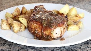 Bone In Pork Chop With Dijon Mustard Sauce With Fresh Thyme  Cast Iron Skillet Recipe [upl. by Anyad]