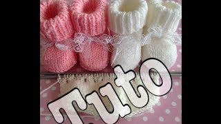 tuto tricot  chaussons bébé 23 [upl. by Scarito]