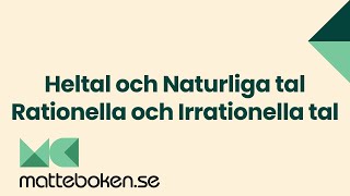 Heltal och Naturliga tal  Rationella och Irrationella tal  Matte 1 [upl. by Nosecyrb]