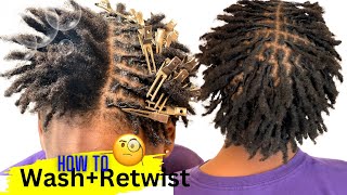 Update 1 month Instant starter locs How to wash and retwist starter locs [upl. by Kinnie384]