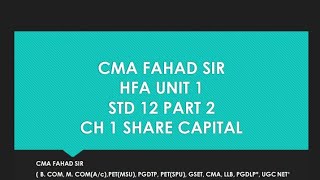 HFA  UNIT 1  Journal entry  Equity share  preference share  forfeited share  MIMP [upl. by Accem94]