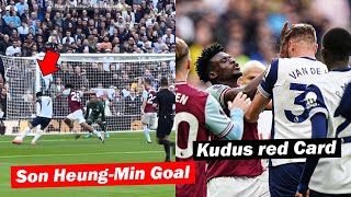 Tottenham Fans Reactions to Son Heung Min Goal vs West Ham  Kudus Red Card [upl. by Mavilia]