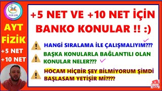 AYT FİZİK 5 NET VE 10 NET İÇİN KESİN ÇIKACAK KONULAR [upl. by Arakahs]