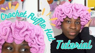 Crochet Ruffle HAT Tutorial Beginner friendly and easy to follow crochethat crochetpattern [upl. by Nohsyar537]