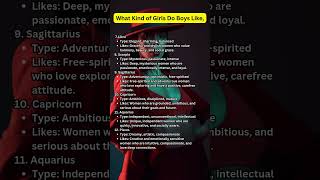 What Kind of Girls Do Boys Like part2 💖👩shorts zodiacsigns like [upl. by Erb]