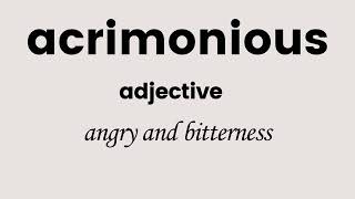 acrimonious [upl. by Are]