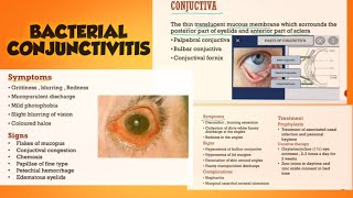 Bacterial Conjunctivitis  Ophthalmology  types  signs and symptoms  treatment [upl. by Nedia657]