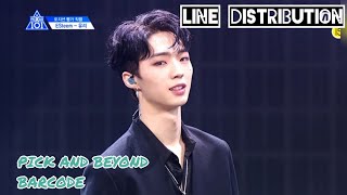 LINE DISTRIBUTION PICK AND BEYOND 🎶BARCODE🎶 by HAON VINXEN  PRODUCE X 101 POSITION EVALUATION [upl. by Inanuah]