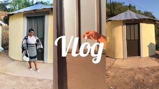 Homemaking vlog GRWM as A Makoti💍 We Built A very cheap Stone Rondavel 🛖 House in two weeks SAytbr [upl. by Eesyak]