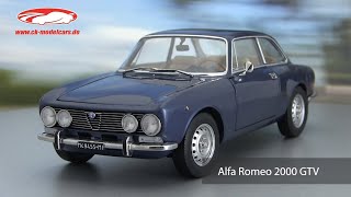 ckmodelcarsvideo Alfa Romeo 2000 GTV Baujahr 1973 blau metallic 118 Norev [upl. by Aicilf158]