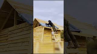 Building a Wooden House in Nowhere Part 2 craft wood bushcrafter [upl. by Yorke916]