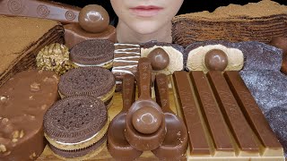 ASMR Chocolate Desserts Crepe Cake Edible Spoons Mochi Ice Cream HaagenDazs KitKat Cookies [upl. by Annayrb]