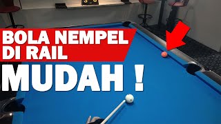 TRIK JITU MEMASUKAN BOLA YANG NEMPEL DI RAIL  Tutorial Billiard Indonesia [upl. by Politi]