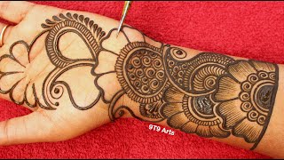 Very beautiful stylish front hand mehandi ka design  easy mehendi design  Simple wedding mehndi [upl. by Annovy302]