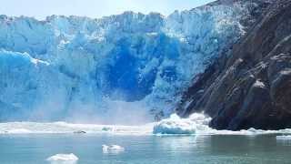 Massive Glacier Calving creating huge blue ice wall  Great event worth watching [upl. by Anwahsal246]