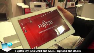 Fujitsu Stylistic Q704 with keyboard dock and Stylistic Q584 with Smart Card Shell [upl. by Palmore]