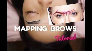 Eyebrow MAPPING Tutorial 1 How to make brows EVEN before Microblading Shading PMU procedures [upl. by Fabozzi]