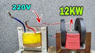 I turn 220v 12000w electric 💡⚡ generator from microwave transformer body [upl. by Lancey]