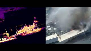 Infrared footage of Newark car carrier fire [upl. by Sadnac]