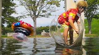 Beyblade Burst Water Skipping Battle [upl. by Diahann]