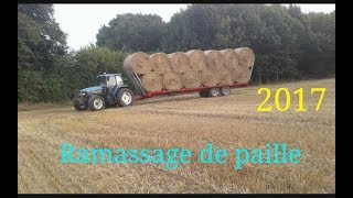 Gopro 🚜Ramassage de paille 2017  new Holland 8160 chevance  new Holland t6010 [upl. by Oicapot651]