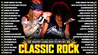 Best Classic Rock Songs 70s 80s 90s 🔥 Guns N Roses Aerosmith Bon Jovi Metallica Queen ACDC U2 [upl. by Nnarefinnej]