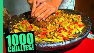 EXTREME Spicy Food Challenge in Jakarta HUGE 32 Kinds of Sambal and LEVEL 5 Seblak [upl. by Lebanna412]