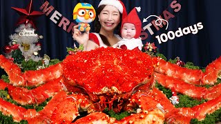 Merry Christmas🎄 메리 크리스마스 킹크랩 with 미소 💛🎅 King Crab Seafood Christmas Mukbang ASMR Ssoyoung [upl. by Nidorf]