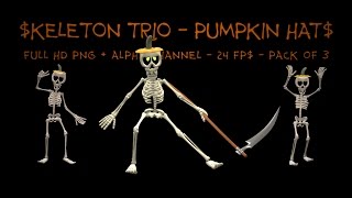 Dancing Skeleton Trio  Pumpkin Hats [upl. by Amby]