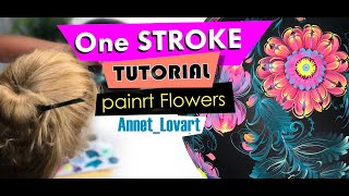 Master class to draw flowers in the technique of Petrikov painting Double stroke  one stroke [upl. by Johanna281]