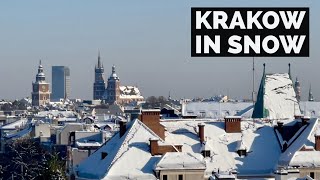 Krakow  Superb in the sun and snow  Full city rooftop panorama [upl. by Gayler347]