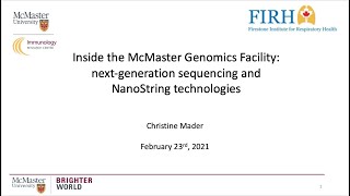 Inside the McMaster Genomics Facility nextgeneration sequencing and NanoString technologies [upl. by Lichtenfeld]