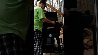 Brisket on the Pellet Grill at The Off Grid Cabin outdoorlife outdoors smokedmeat shorts [upl. by Gardia719]