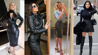 amazing and stunning collection of leather dresses leather outfits 2024 new arrivals [upl. by Akinert]