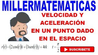 velocidad aceleración y rapidez de una funcion vectorial  Ejemplo 2 Millermatematicas [upl. by Adolphe]