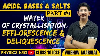 CLASS 10 ICSE  ACIDS BASES amp SALTS  9  WATER OF CRYSTALLISATION  EFFLORESCENCE  DELIQUESCENCE [upl. by Vasileior194]