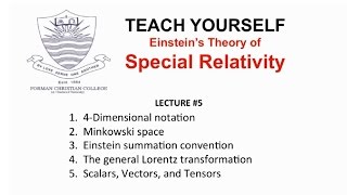 Lecture 5 Scalars Vectors and Tensors Special Relativity  Urdu  Pervez Hoodbhoy [upl. by Eremaj]