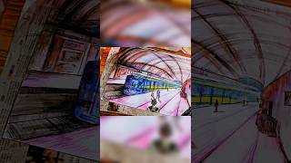 Composition drawing of railway station shortsvideo youtubeshorts [upl. by Adirem399]