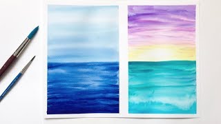 Ocean Watercolor Painting Tutorial  Watercolor Ideas For Beginners [upl. by Eiahpets205]