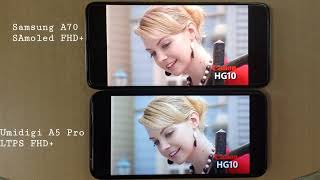 Super Amoled vs LTPS LCD Duel Display keren yang mana Samsung A70 vs Umidigi A5 Procekidot [upl. by Ahsina]