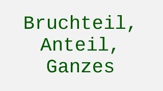 Die Begriffe „Anteilquot „Bruchteilquot und „Ganzesquot  Mathematik  Algebra und Arithmetik [upl. by Ettelrats]