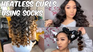 HEATLESS CURLS USING SOCKS  ELLIENA ROSE ANNE [upl. by Jakie]