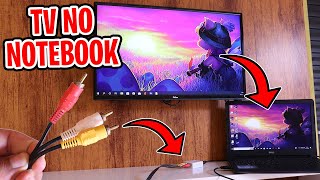 Como conectar TV no Notebook com cabo RCA Tutorial Simples [upl. by Anitnahs13]