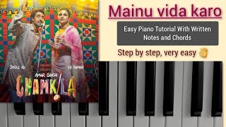 Mainu Vida Karo  Easy Piano Tutorial With Written Notes and Chords  Chamkila  Arijit Singh [upl. by Ellerahs]