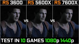 RYZEN 5 3600 vs RYZEN 5 5600X vs RYZEN 5 7600X  Test in 10 Games  1080p 1440p [upl. by Hcnarb]