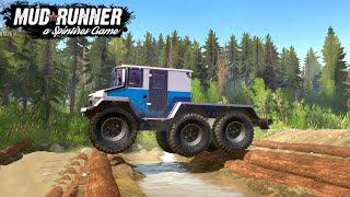 Spintires MudRunner  All terrain vehicle Burlak 6x6 Test on a Difficult Track [upl. by Ruthann]